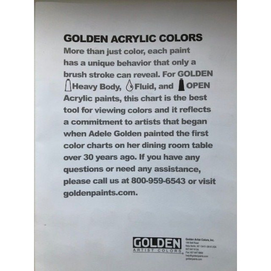 Golden akrylmaling originalt farvekort