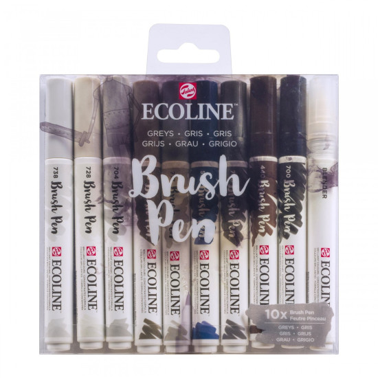 Ecoline Brush Pen Set 10 stk. Grays