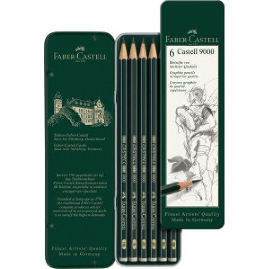 Faber Castell 9000 blyant tin 6 stk.