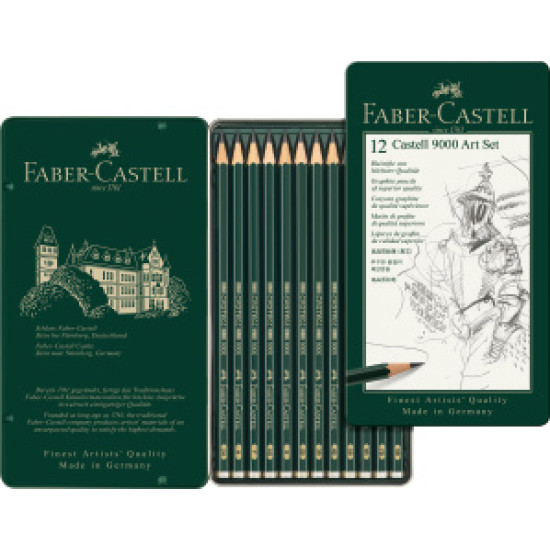 Faber Castell 9000 blyant 8B-2H sæt - 12 stk.