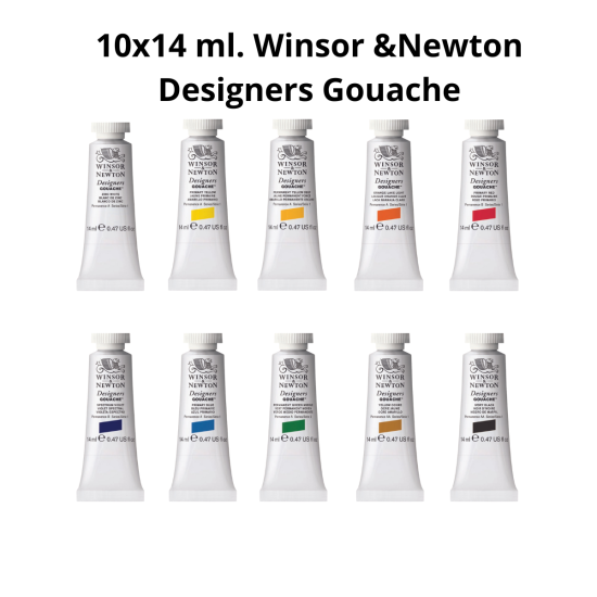 Designers Gouache 10x14 ml. heldækkende farver