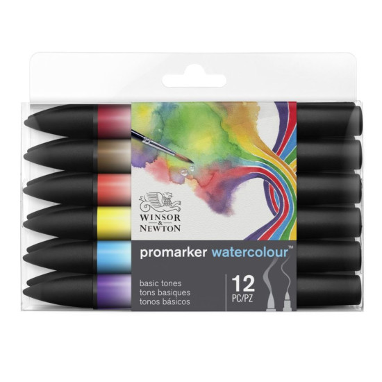 Promarker Watercolor Basic tones 12 stk.