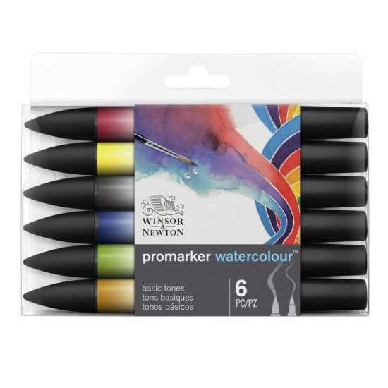 Promarker Watercolor Basic Tones 6 stk.
