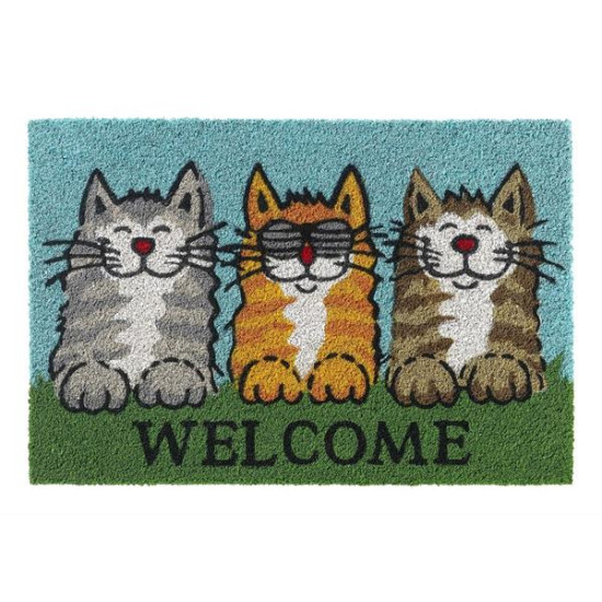Kokosmåtte Welcome Cats 40x60 cm.